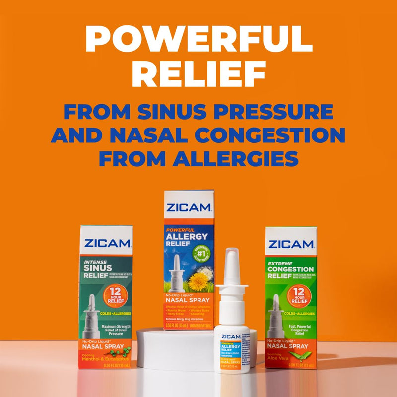 Zicam Intense Sinus Relief Nasal Spray – 0.5 Fl Oz (Menthol & Eucalyptus, No-Drip)