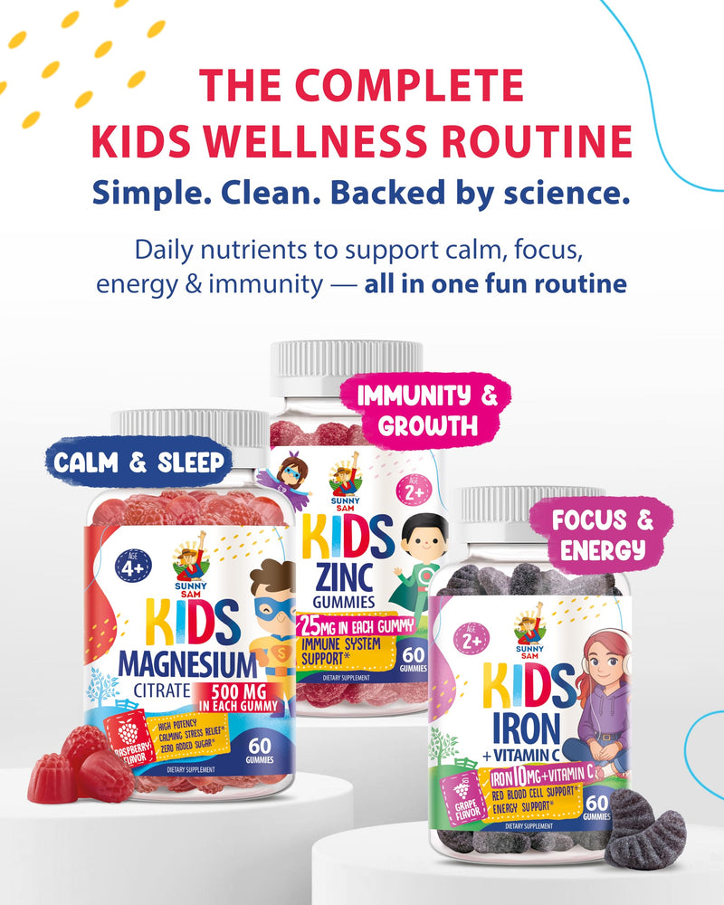 Zinc Gummies for Kids - Immune Support, Low Sugar, Non-GMO | 60 Gummies