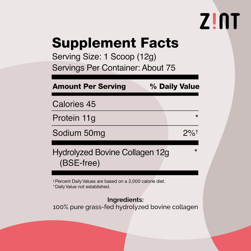 Zint Collagen Peptides Powder (32 oz) – Paleo, Keto, Grass-Fed, Unflavored, Non-GMO