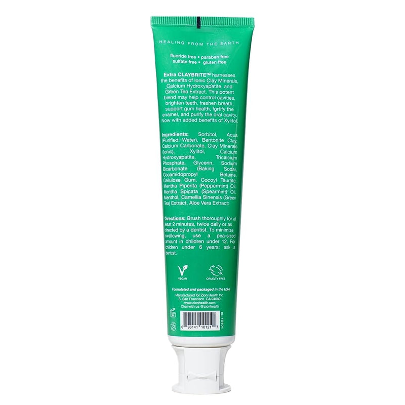 Zion Health Claybrite Extra Strength Toothpaste, 4 oz | Natural Whitening & Gum Care