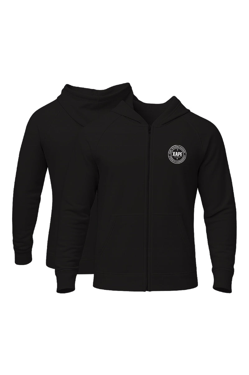 XAPE Classic Badge Logo Oversized Zip Hoodie - Black