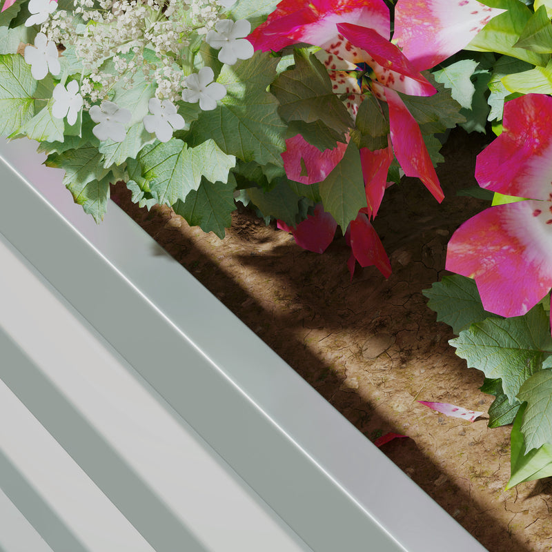 Outsunny Set of 2 Raised Garden Bed Galvanised Planter Box, Light Grey