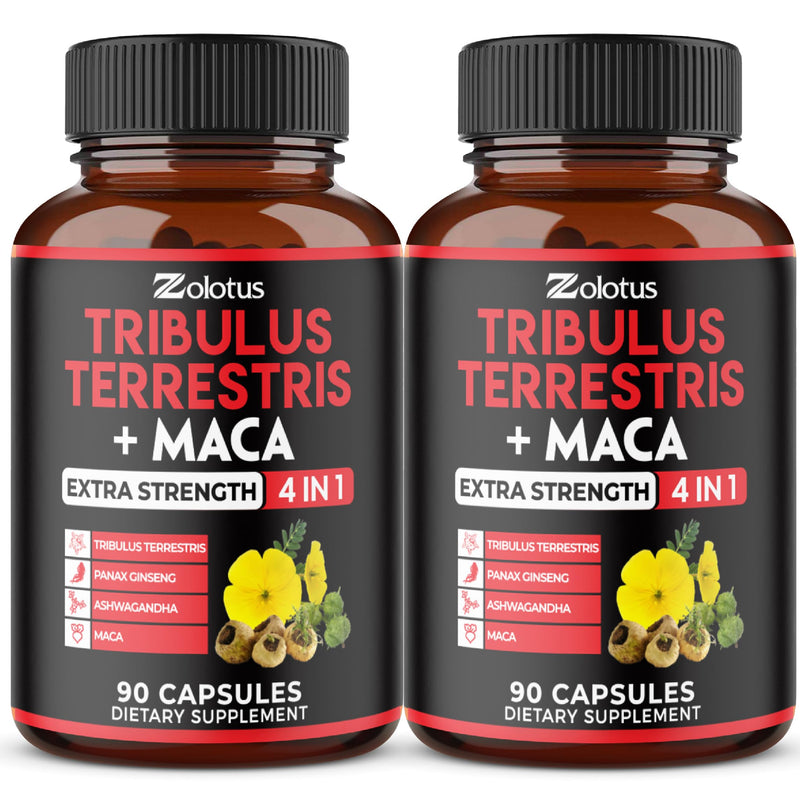 Zolotus 2 Packs Tribulus Terrestris with Maca Root Ashwagndha Root Panax Ginseng - 6 Months Supply