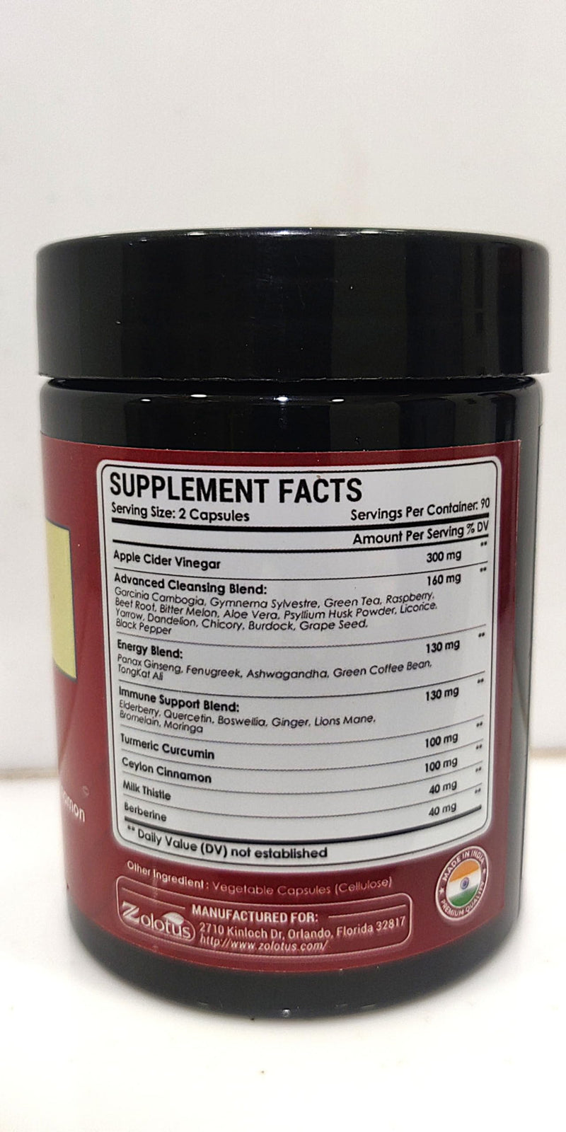 Zolotus 32-in-1 Apple Cider Vinegar Capsules with Turmeric, Cinnamon, Milk Thistle, Elderberry & Quercetin – Supports Digestion & Immune Health (180 Capsules)