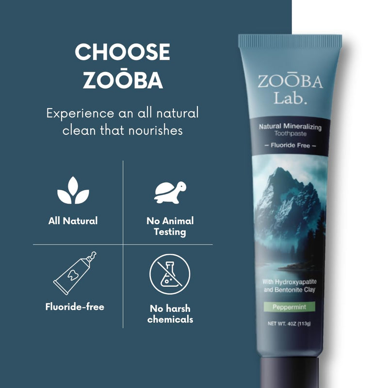 Zooba Fluoride Free Toothpaste with Hydroxyapatite – Remineralizing, Whitening, Bentonite Clay | Vegan