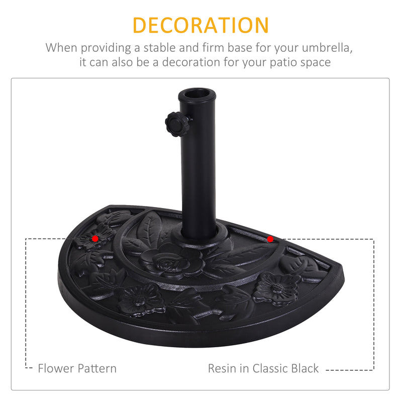 Outsunny 9kg Half Round Parasol Umbrella Base Resin Outdoor Garden Furniture