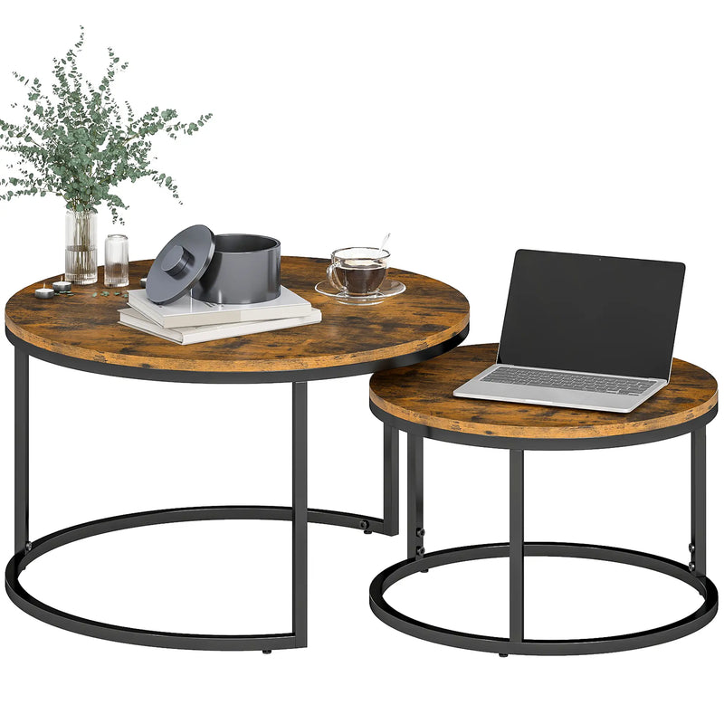 Nest of 2 Tables Wood Effect | Stacking Side Tables | Living Room Coffee Table Set