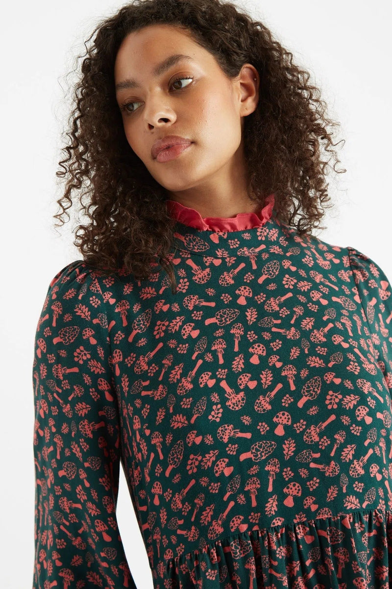 Louche Zura Mushroom Magic Print Long Sleeve Mini Dress