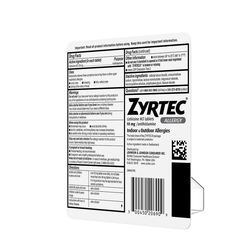 Zyrtec 24 Hour Allergy Relief Tablets - 10mg, 90 Count
